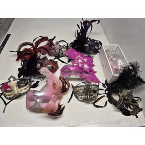 Ladie Mardi Gras Venetian Jester Masquerade Carnivale Half Face Mask Lot